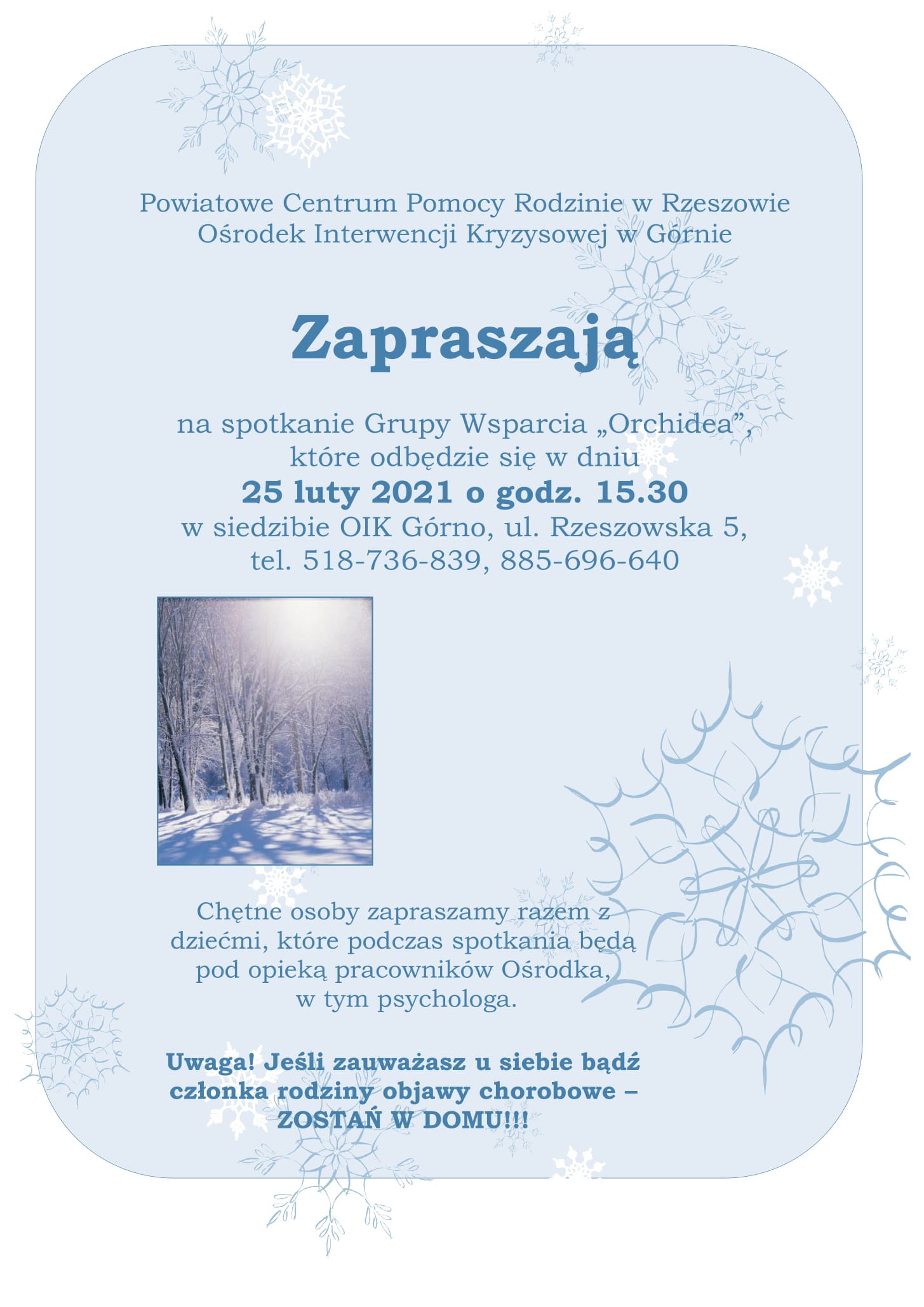 zaproszenie grupa wsparcia - luty 2021