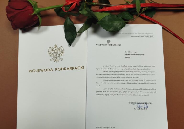 List gratulacyjny od Wojewody Podkarpackiego dla OIK w Górnie